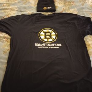 Boston Bruins New Amsterdam t shirt size L and hat
